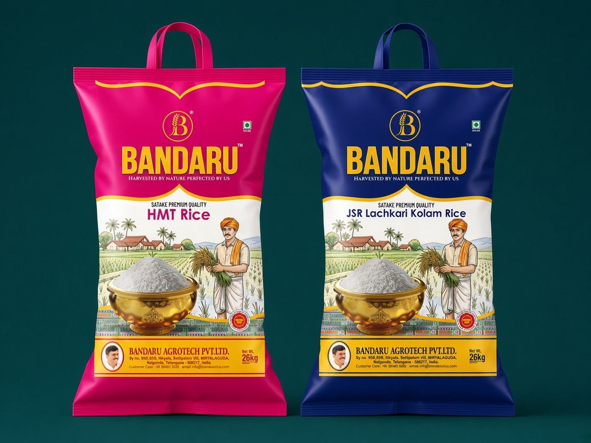 Bandaru HMT and JSR rice packs from the mill range